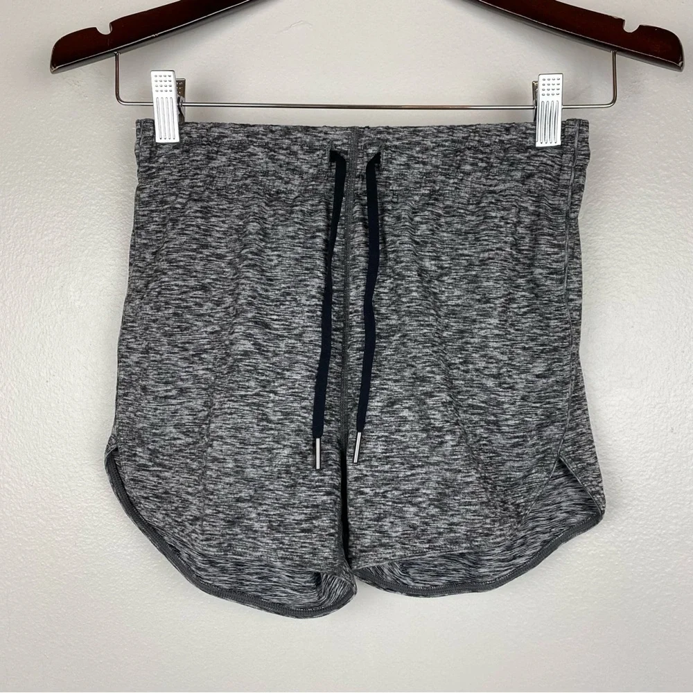 Halara Black Grey Mid Rise Drawstring Dolphin Hem Casual Shorts 3